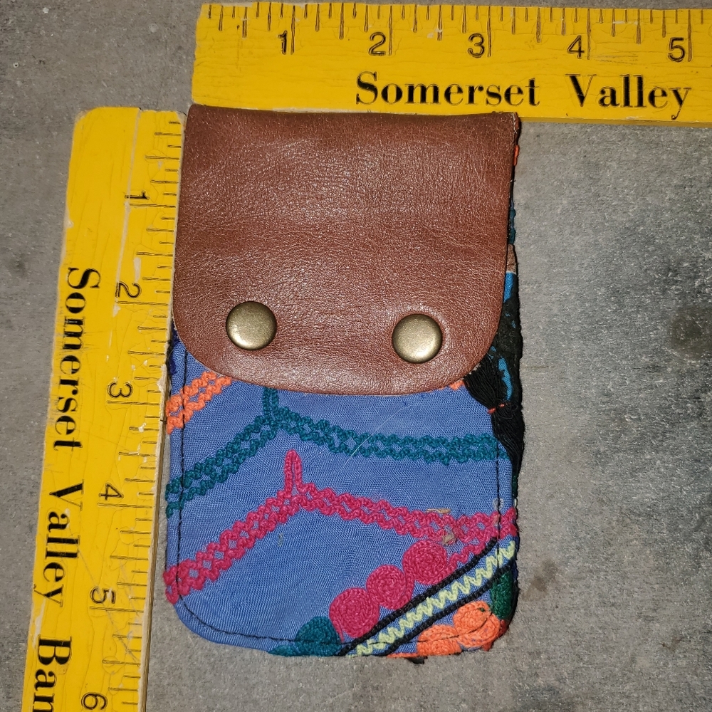 🍄🪬 Free People Boho Embroidered Repurposed vtg banjara hippie Wallet card case - Picture 3 of 16